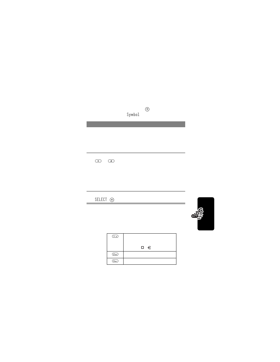 Using symbol mode, Symbol chart | Motorola C331 User Manual | Page 47 / 182