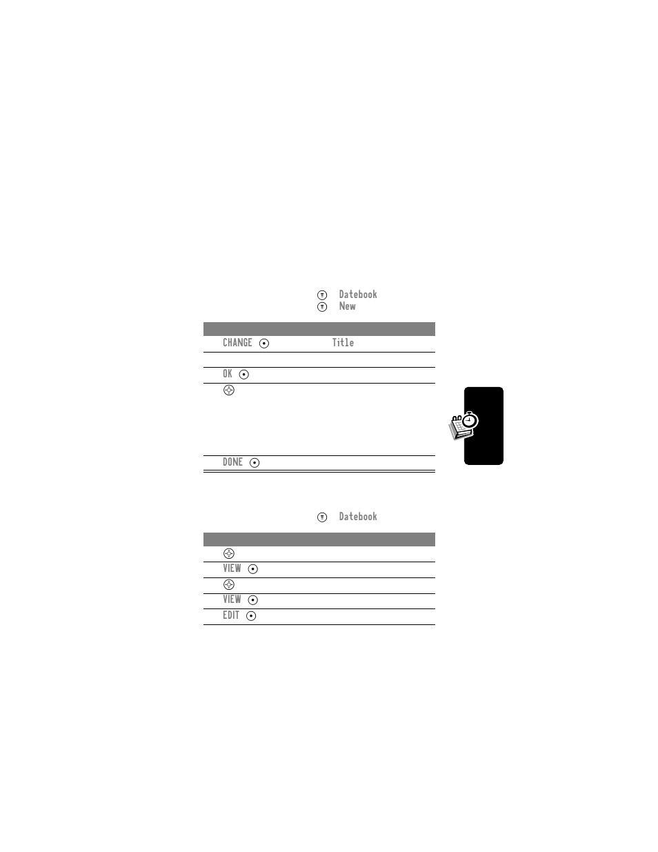 Adding a datebook event, Changing event information, Adding a datebook event changing event information | Motorola C331 User Manual | Page 81 / 182