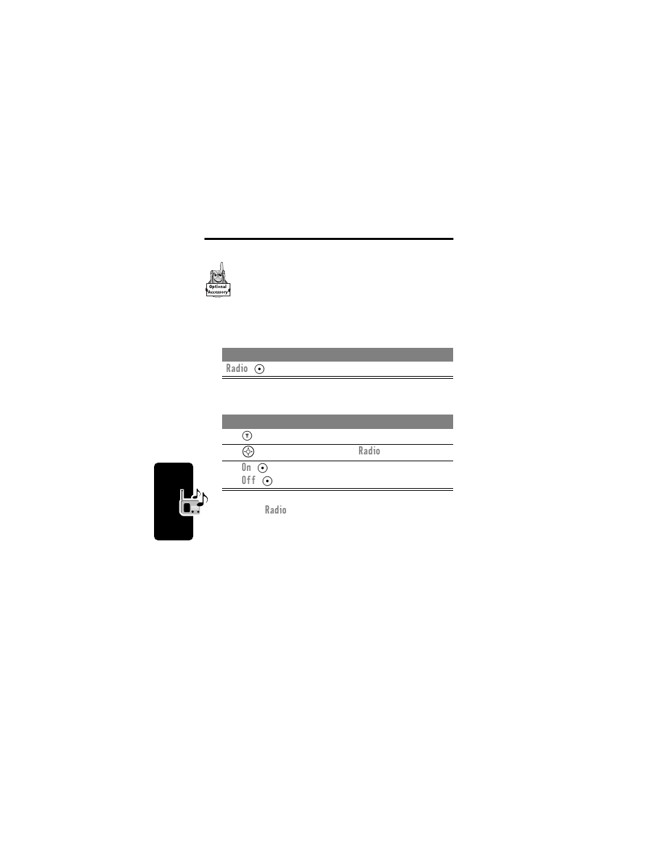 Radio, Turning the radio on and off | Motorola C331 User Manual | Page 84 / 182