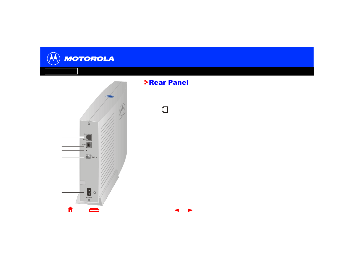 Rear panel | Motorola SB4220 User Manual | Page 8 / 66
