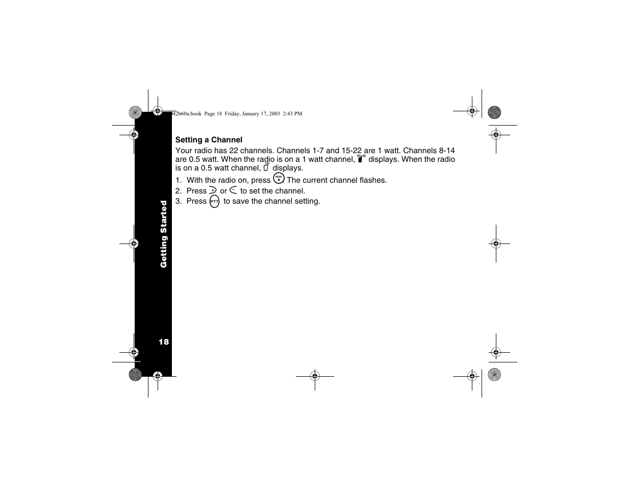 Setting a channel | Motorola T5620 User Manual | Page 20 / 33