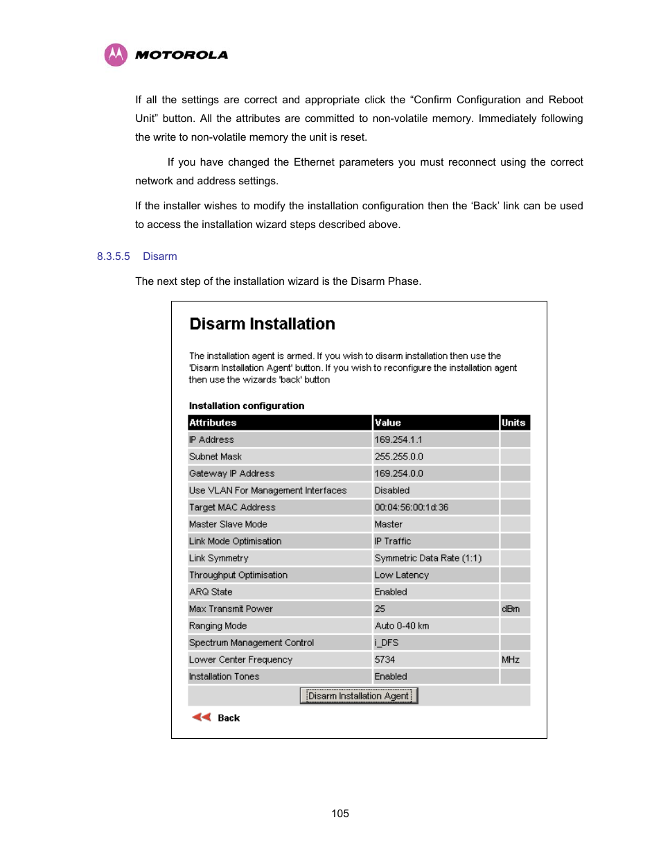 5 disarm, Disarm, Figure 49 - disarm installation | Motorola PTP 400 Series User Manual | Page 107 / 208