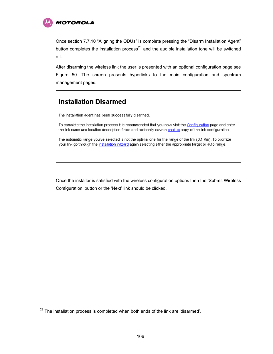 Figure 50 - optional post disarm configuration 2 | Motorola PTP 400 Series User Manual | Page 108 / 208