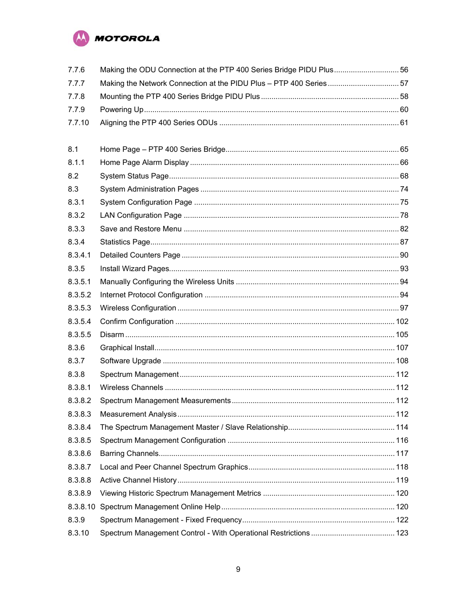 Motorola PTP 400 Series User Manual | Page 11 / 208