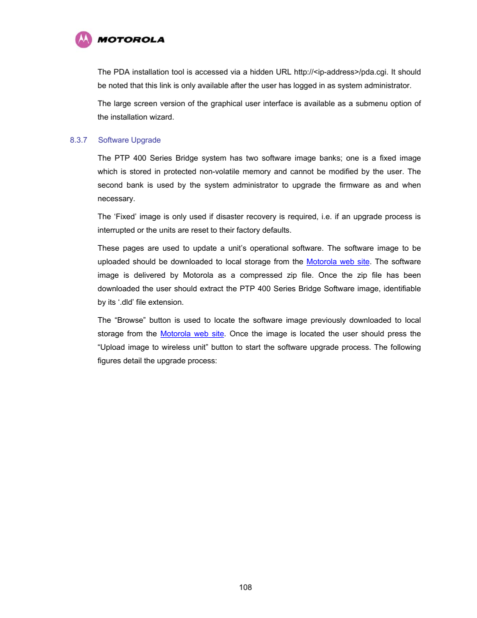 7 software upgrade, Software upgrade | Motorola PTP 400 Series User Manual | Page 110 / 208