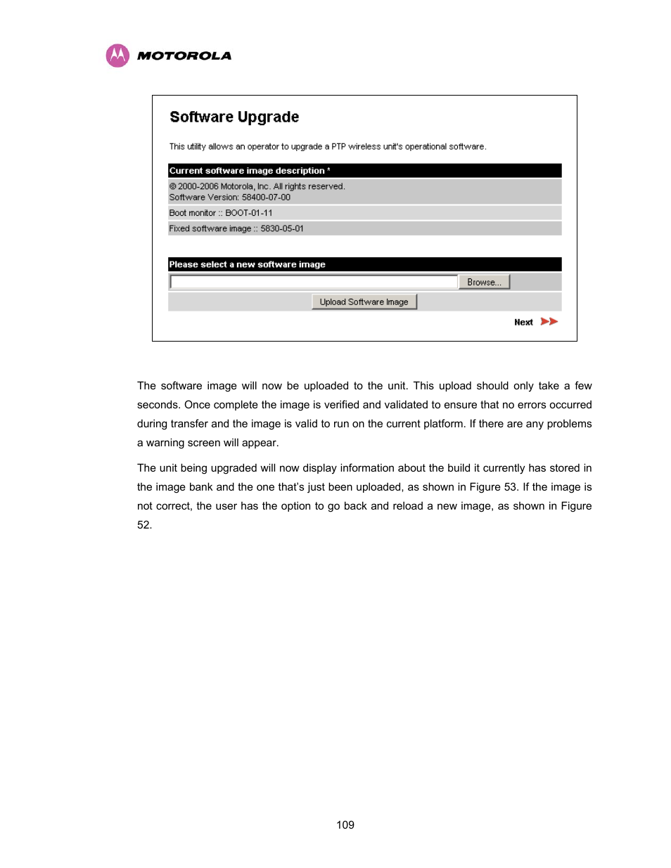 Figure 52 - software upgrade – step 1 | Motorola PTP 400 Series User Manual | Page 111 / 208