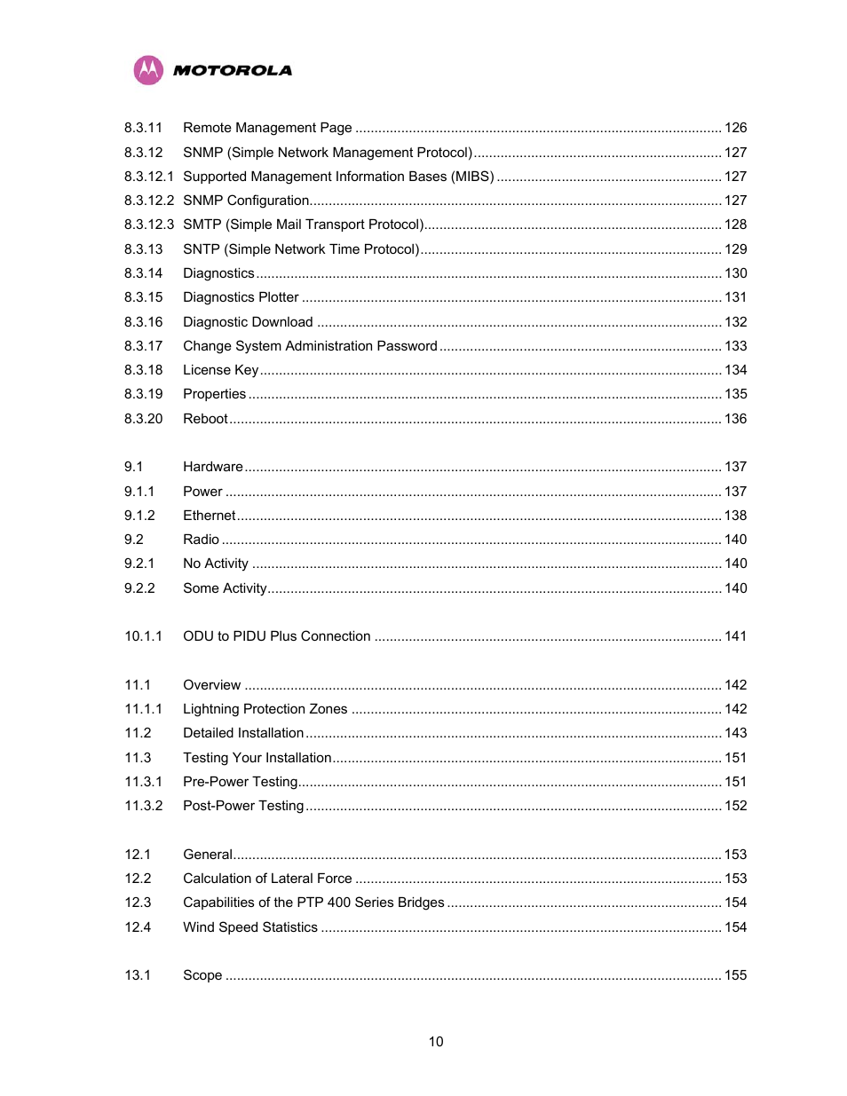 Motorola PTP 400 Series User Manual | Page 12 / 208