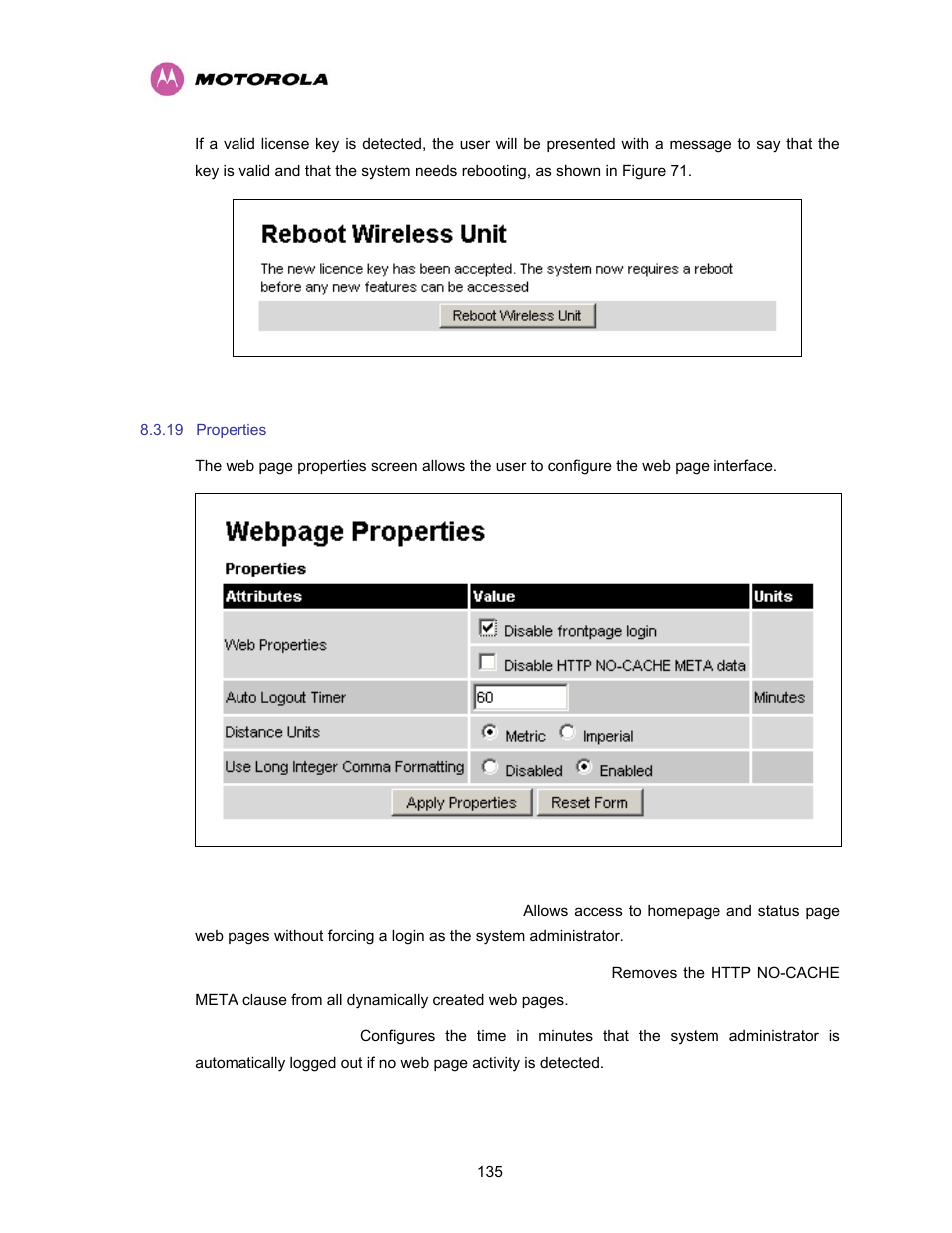 19 properties, Properties, Figure 71 - license key reboot screen | Motorola PTP 400 Series User Manual | Page 137 / 208