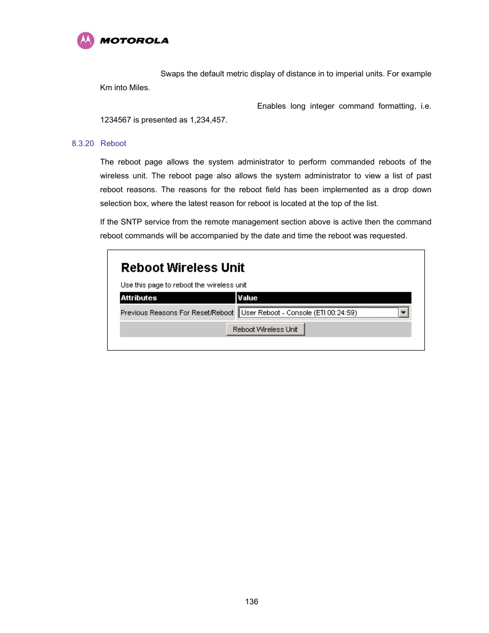 20 reboot, Reboot, Figure 73 - system reboot | Motorola PTP 400 Series User Manual | Page 138 / 208