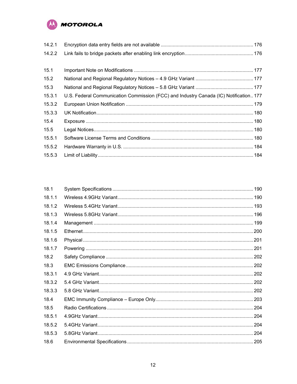 Motorola PTP 400 Series User Manual | Page 14 / 208