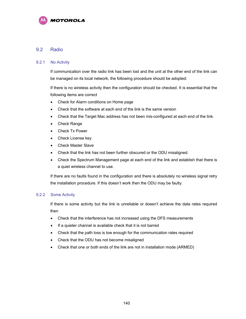 2 radio, 1 no activity, 2 some activity | Radio, No activity, Some activity | Motorola PTP 400 Series User Manual | Page 142 / 208