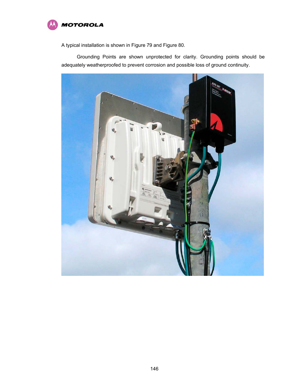 Figure 79 - upper grounding configuration | Motorola PTP 400 Series User Manual | Page 148 / 208