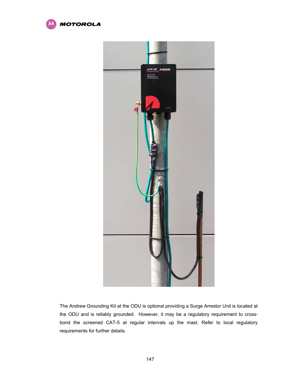 Figure 80 - lower grounding configuration | Motorola PTP 400 Series User Manual | Page 149 / 208