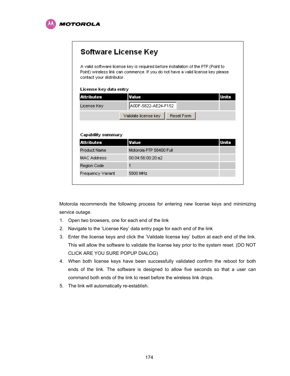 Figure 94 - software license key data entry | Motorola PTP 400 Series User Manual | Page 176 / 208