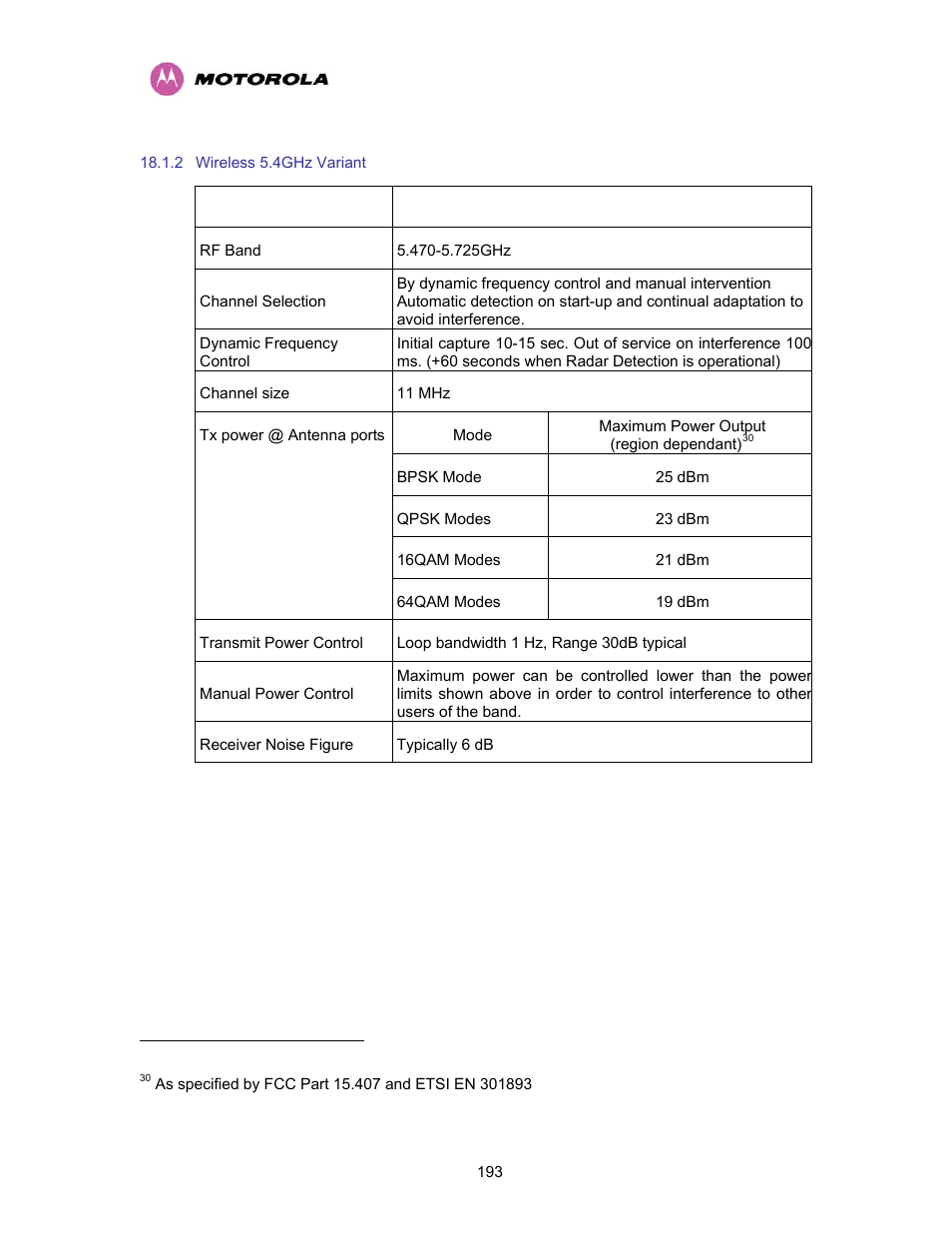 2 wireless 5.4ghz variant, Wireless 5.4ghz variant | Motorola PTP 400 Series User Manual | Page 195 / 208