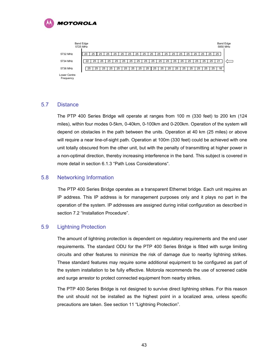 7 distance, 8 networking information, 9 lightning protection | Distance, Networking information, Lightning protection, D in figure 15 | Motorola PTP 400 Series User Manual | Page 45 / 208