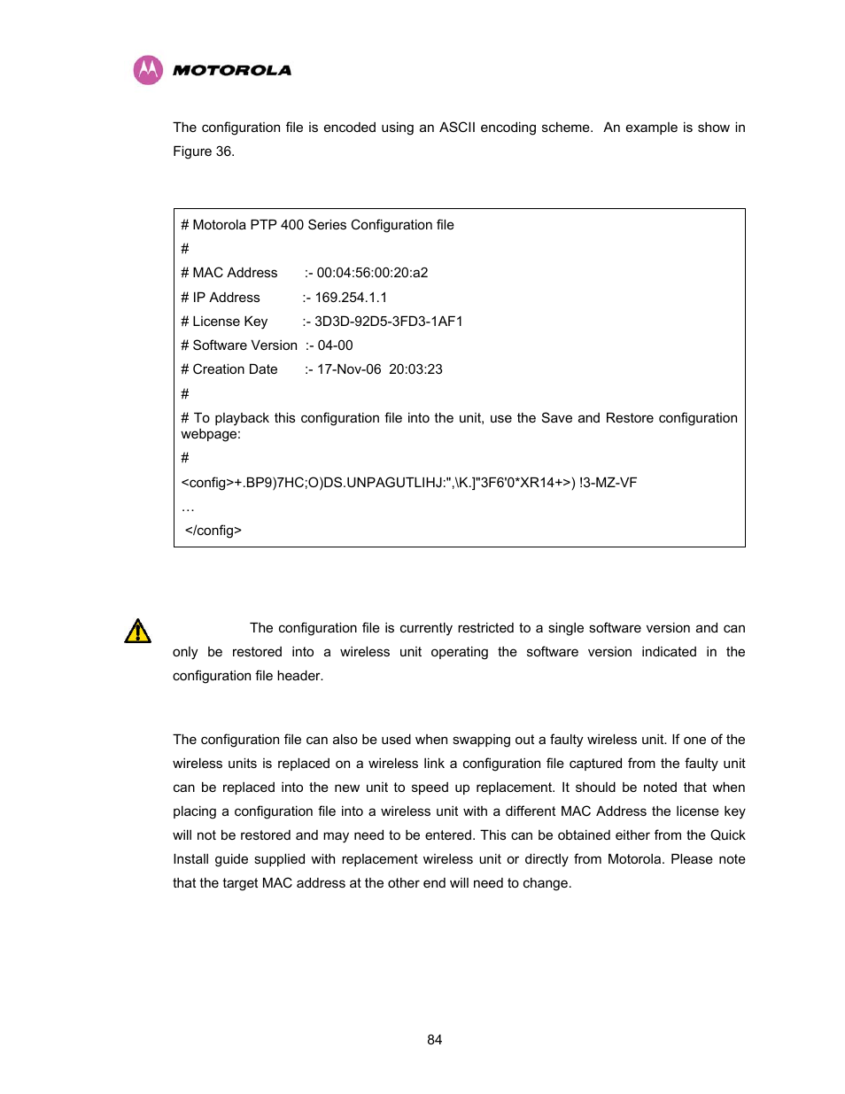 Figure 36 - example configuration file | Motorola PTP 400 Series User Manual | Page 86 / 208