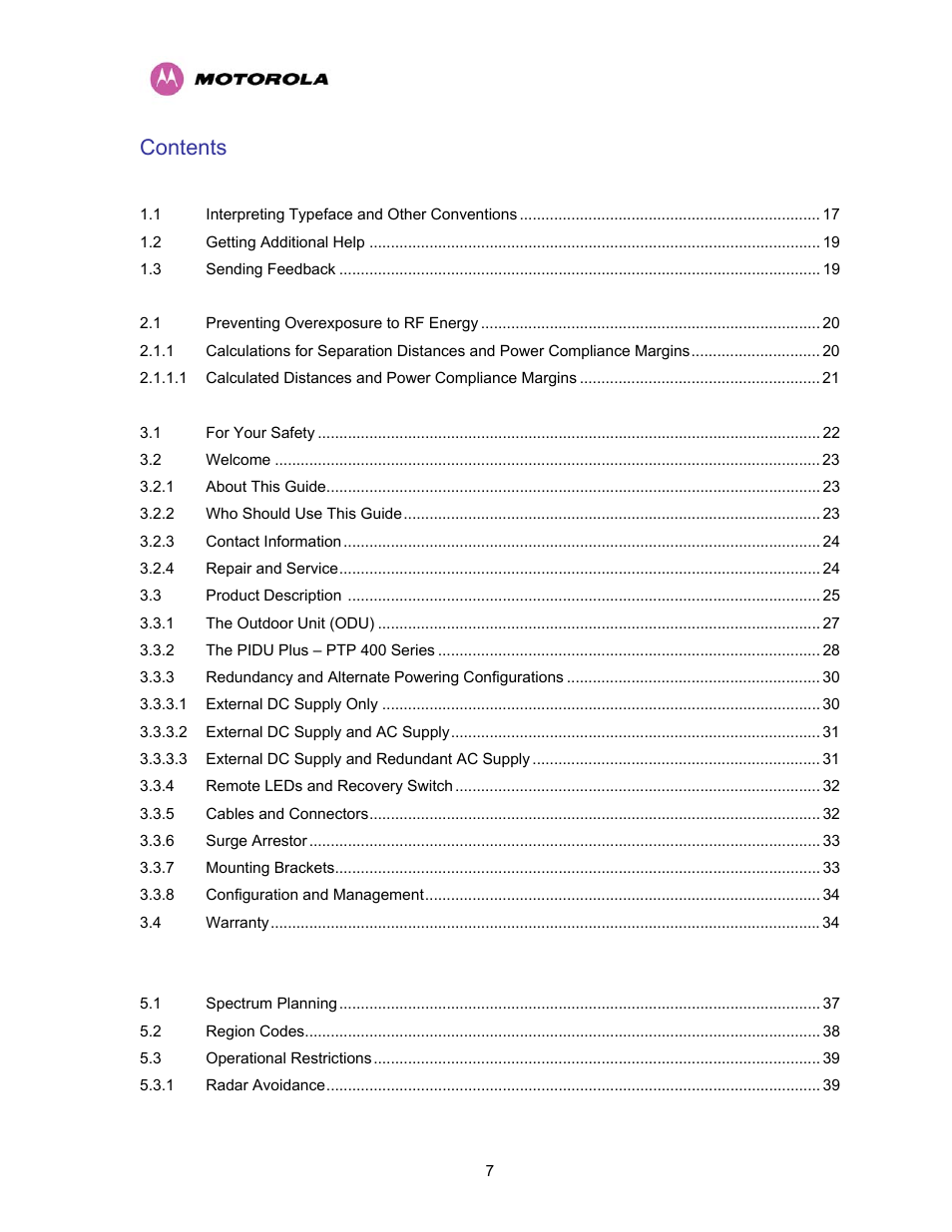 Motorola PTP 400 Series User Manual | Page 9 / 208