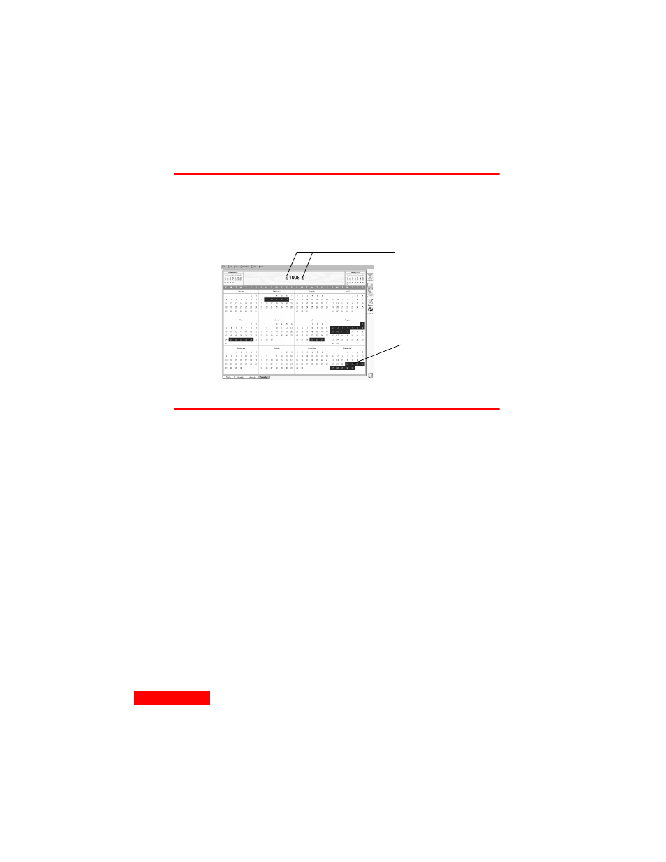 The yearly view, Scheduling events | Motorola Organizer User Manual | Page 60 / 90