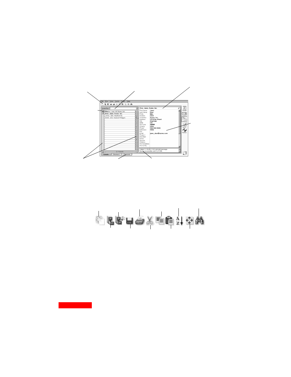 The contacts toolbar | Motorola Organizer User Manual | Page 64 / 90