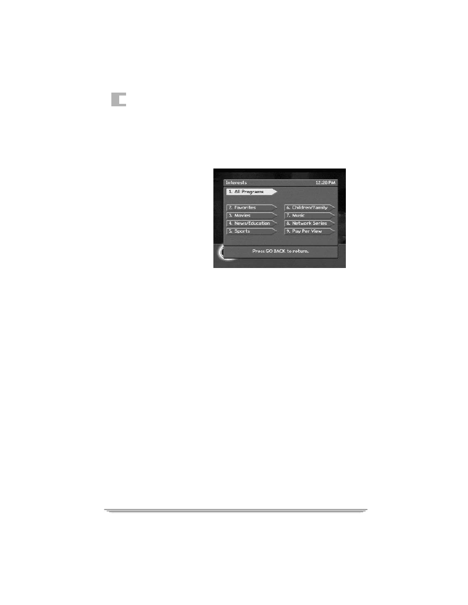 Interests and favorites | Motorola DSR205 User Manual | Page 38 / 60