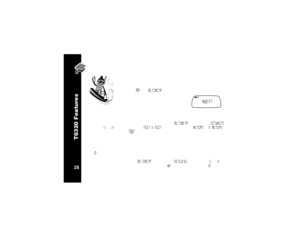 Altimeter, 460 ft, Advanced two-way | T6320 fea tur e s | Motorola T6320 User Manual | Page 40 / 58