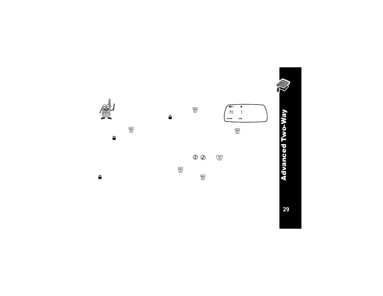Advanced two-way, Lock, Locked screen | Lockplus, Advan ced t w o-w a y | Motorola T6320 User Manual | Page 41 / 58