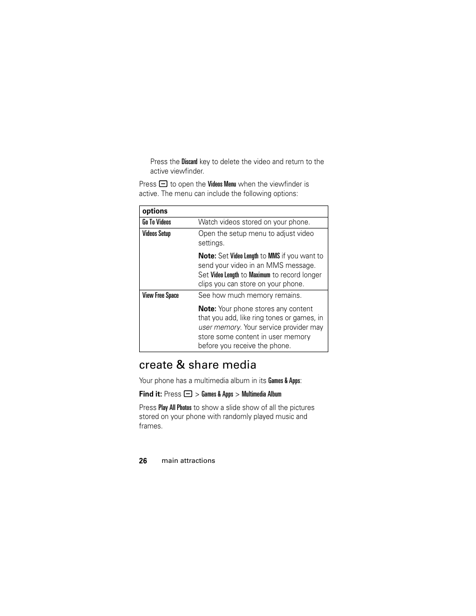 Create & share media | Motorola L6 GSM User Manual | Page 27 / 87