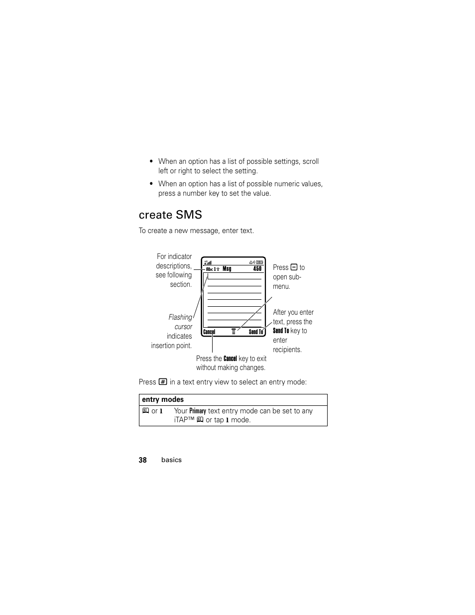 Create sms | Motorola L6 GSM User Manual | Page 39 / 87