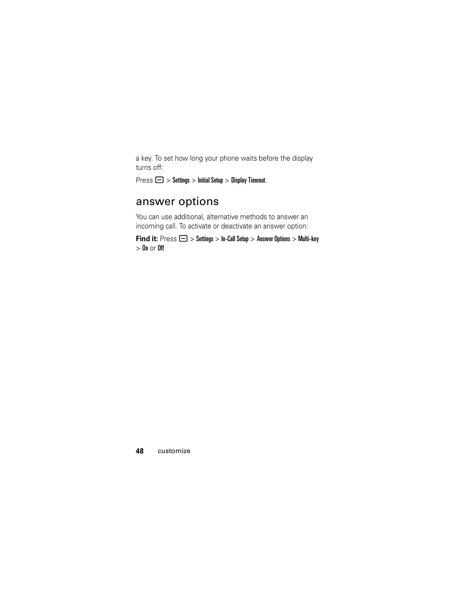 Answer options | Motorola L6 GSM User Manual | Page 49 / 87