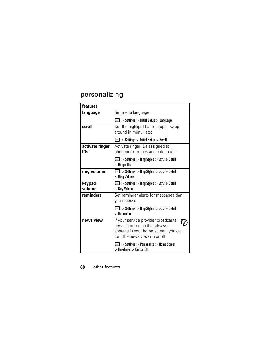 Personalizing | Motorola L6 GSM User Manual | Page 69 / 87
