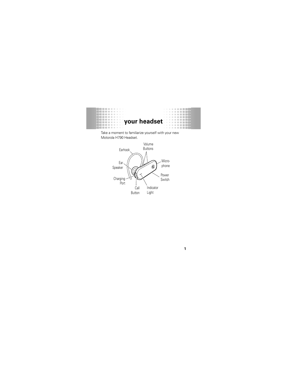 Your headset | Motorola 68000202174-B User Manual | Page 3 / 96