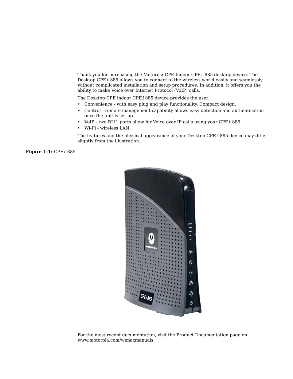 Chapter 1: desktop cpe i 885 user guide, Overview | Motorola CPEI 885 User Manual | Page 4 / 55