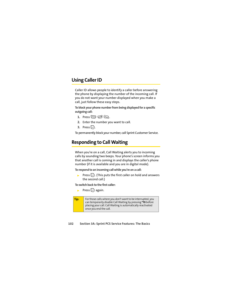 Using caller id, Responding to call waiting | Motorola C290 User Manual | Page 116 / 170