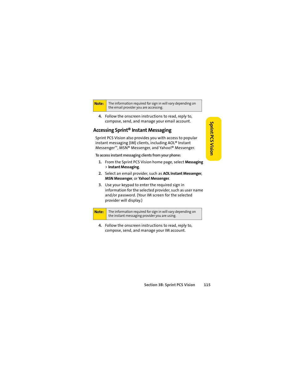 Accessing sprint® instant messaging | Motorola C290 User Manual | Page 129 / 170