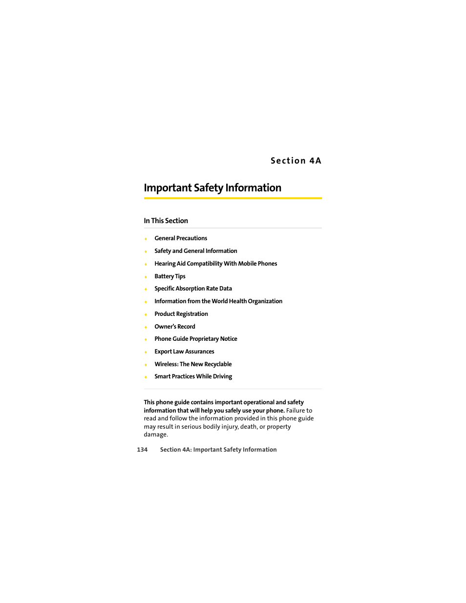 Important safety information, Se c t ion 4a | Motorola C290 User Manual | Page 148 / 170