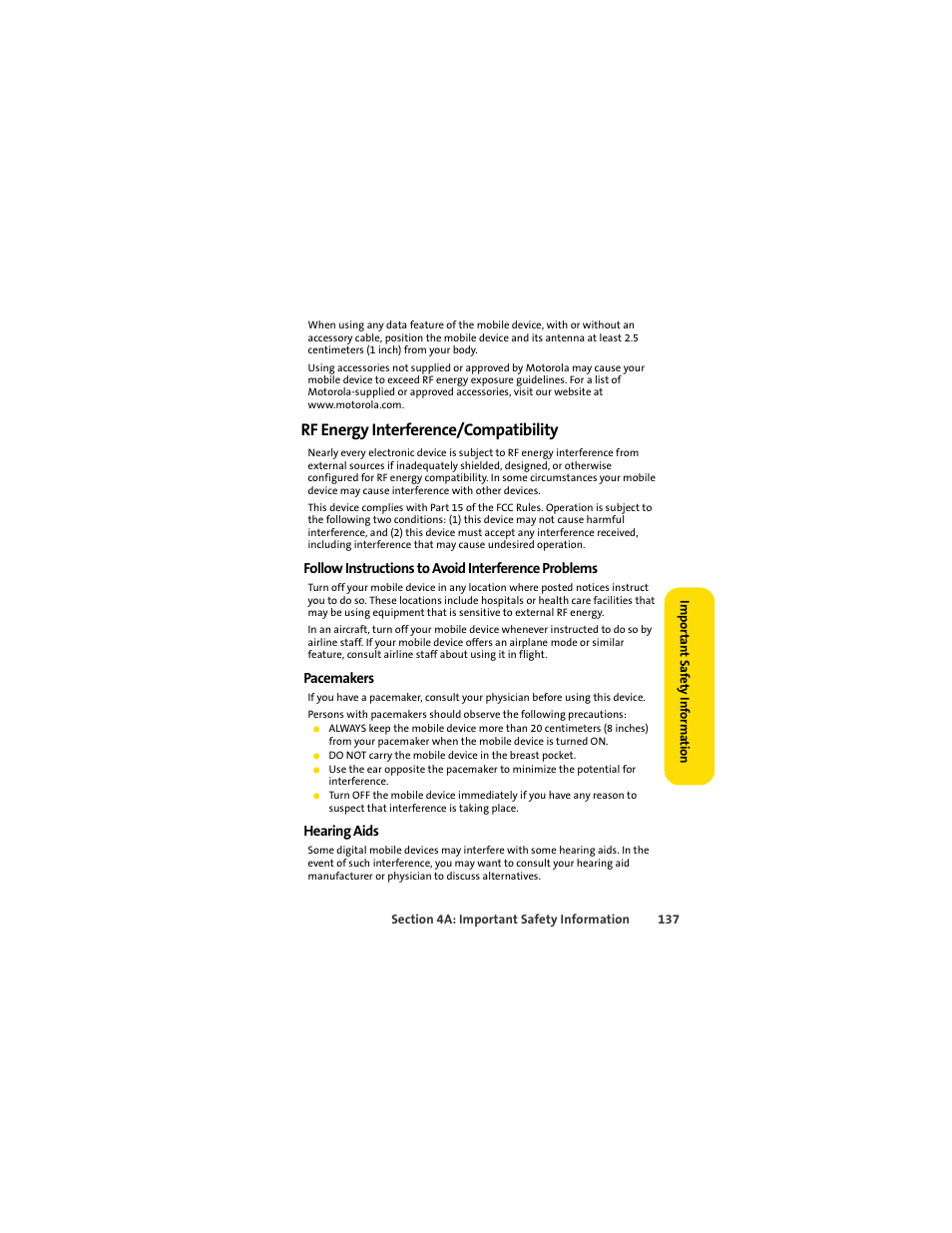 Rf energy interference/compatibility | Motorola C290 User Manual | Page 151 / 170