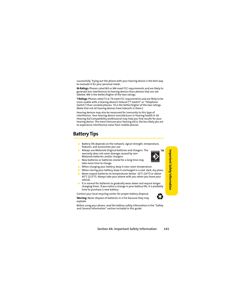 Battery tips | Motorola C290 User Manual | Page 155 / 170