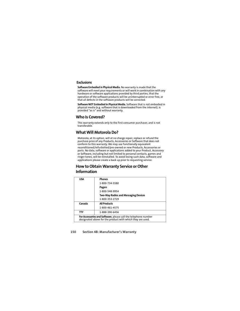 Who is covered, What will motorola do | Motorola C290 User Manual | Page 164 / 170