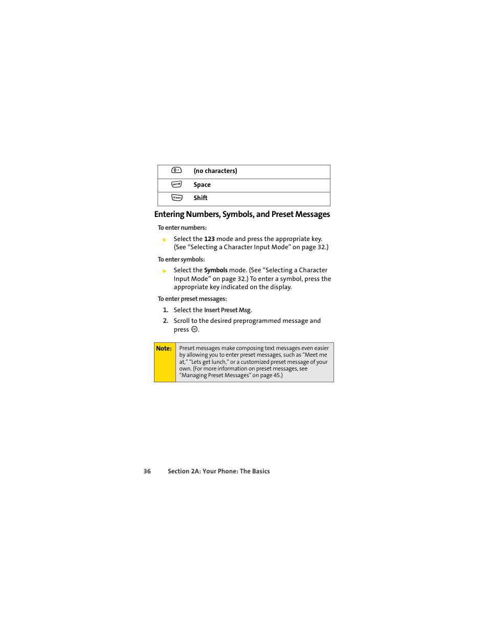 Entering numbers, symbols, and preset messages | Motorola C290 User Manual | Page 50 / 170