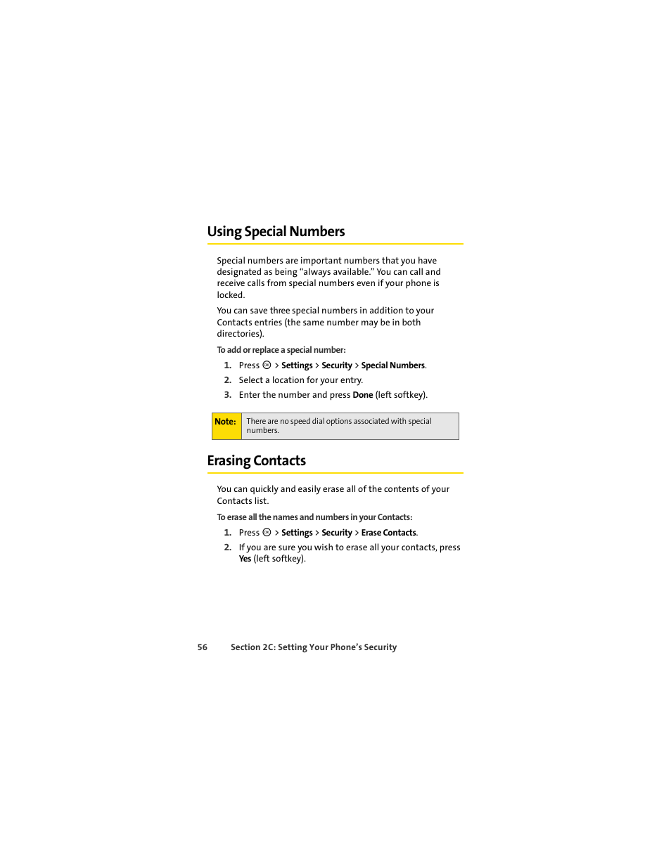 Using special numbers, Erasing contacts | Motorola C290 User Manual | Page 70 / 170