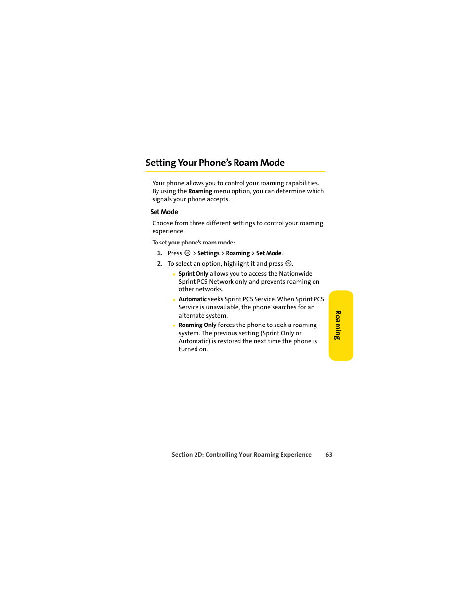 Setting your phone’s roam mode | Motorola C290 User Manual | Page 77 / 170