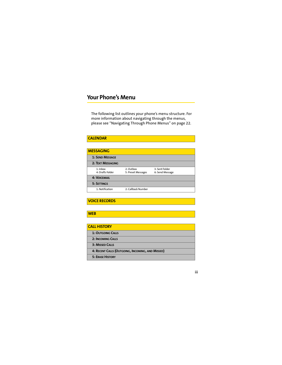 Your phone’s menu | Motorola C290 User Manual | Page 9 / 170