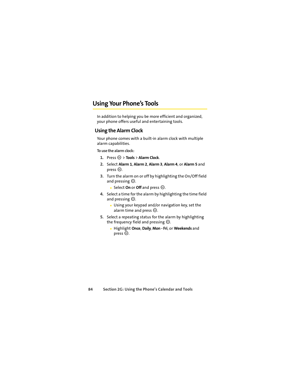 Using your phone’s tools, Using the alarm clock | Motorola C290 User Manual | Page 98 / 170