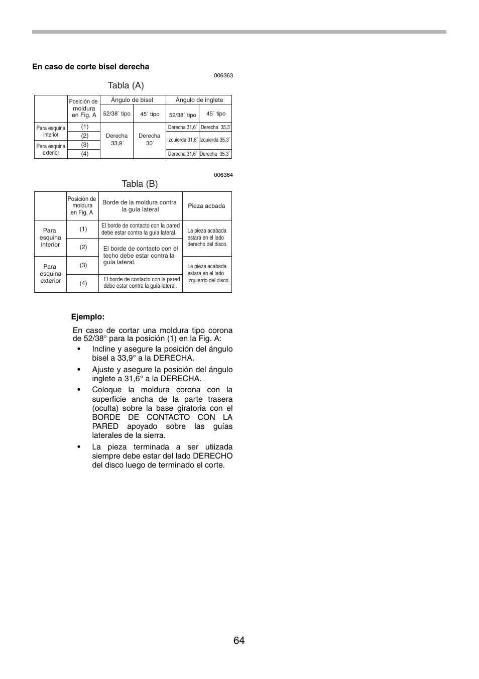 Tabla (a), Tabla (b) | Motorola LS1013 User Manual | Page 64 / 76