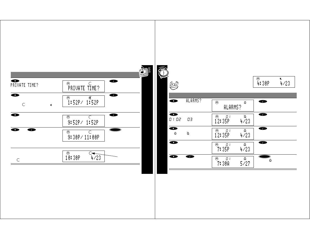 Al arm s, Alarms | Motorola T350 User Manual | Page 9 / 26