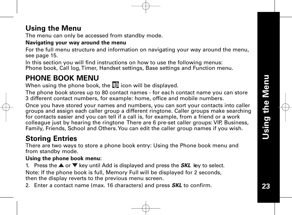 Usi n g th e m en u | Motorola ME4851 User Manual | Page 24 / 74