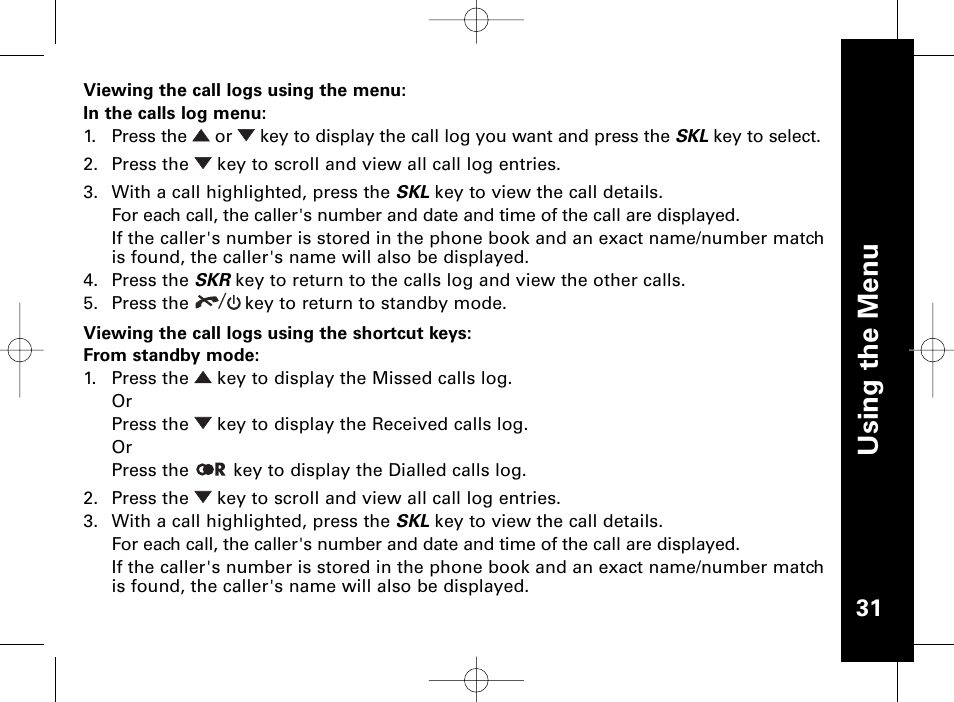 Usi n g th e m en u | Motorola ME4851 User Manual | Page 32 / 74