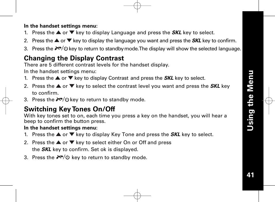 Usi n g th e m en u | Motorola ME4851 User Manual | Page 42 / 74