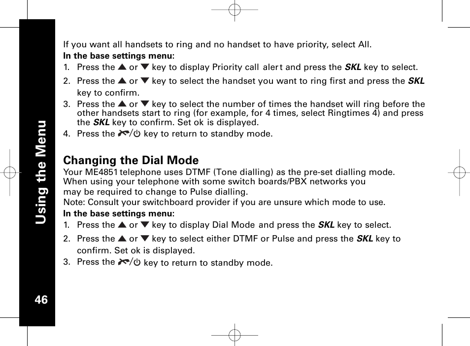 Usi n g th e m en u | Motorola ME4851 User Manual | Page 47 / 74
